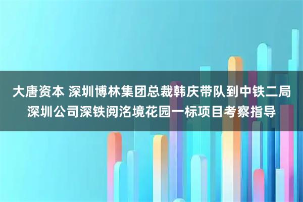 大唐资本 深圳博林集团总裁韩庆带队到中铁二局深圳公司深铁阅洺境花园一标项目考察指导