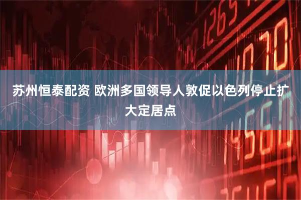 苏州恒泰配资 欧洲多国领导人敦促以色列停止扩大定居点